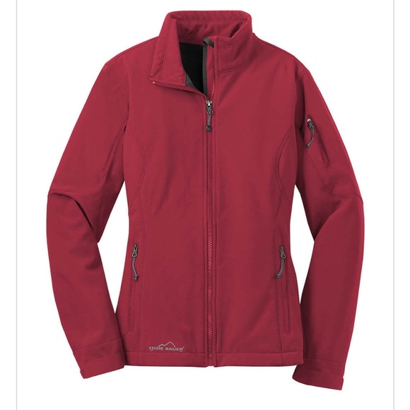 Eddie Bauer Women's Soft-Shell‎ Jacket Red Water Resistant Fleece Lined Size XS - Picture 1 of 16